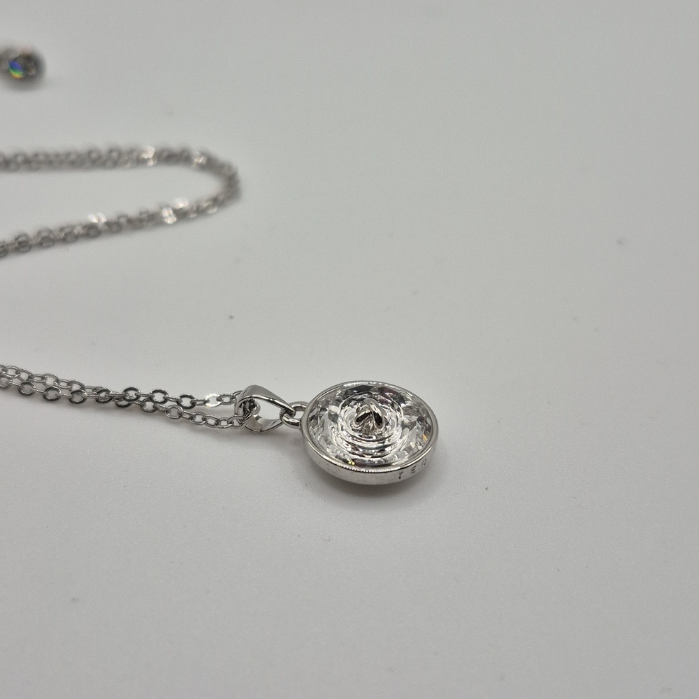 Ted Baker Kenzii Big Button Swarovski Crystal Silver Necklace - Picture 3 of 4